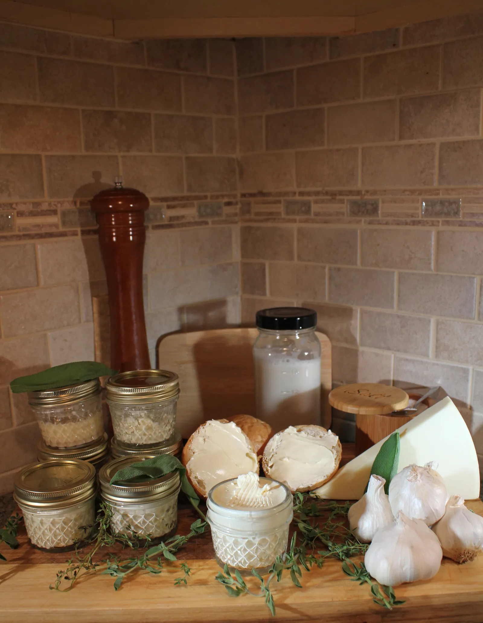 jars with butter and ingredients